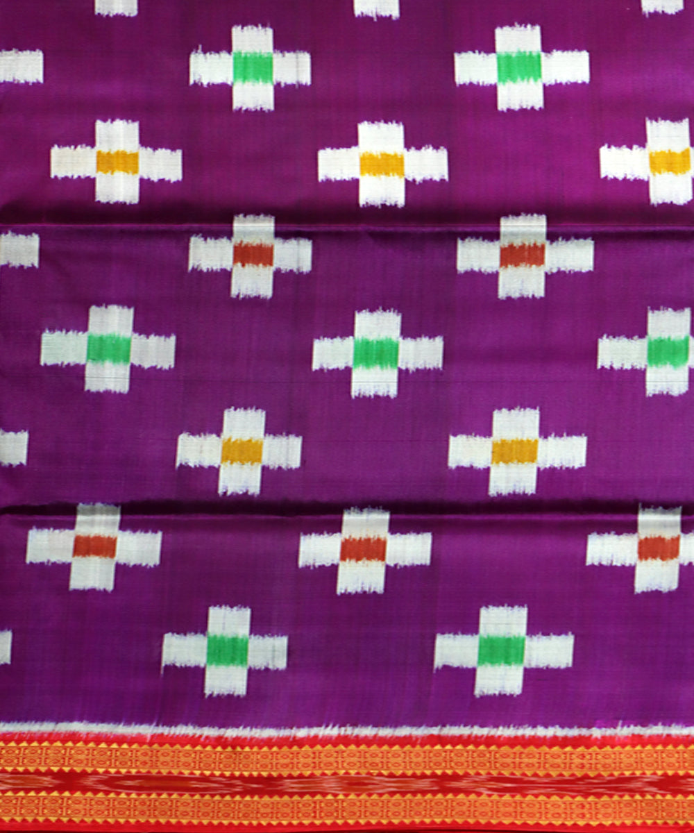 Purple red handwoven khandua silk saree
