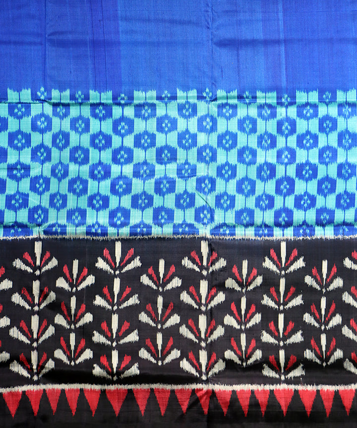 Bodger blue black silk handwoven khandua saree