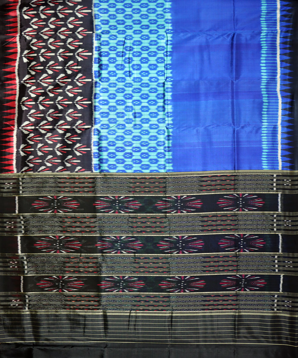 Bodger blue black silk handwoven khandua saree