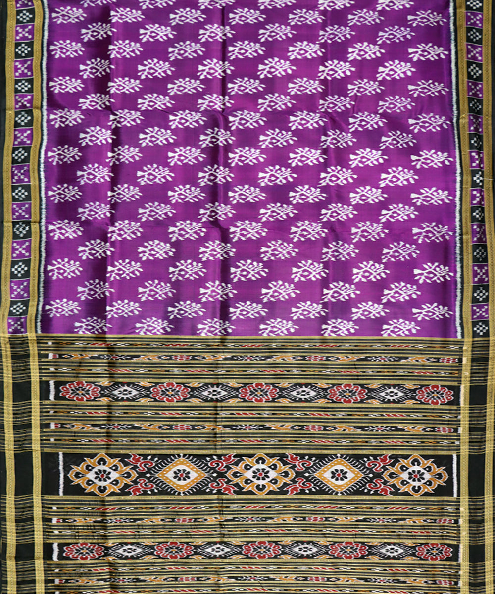 Purple black silk handwoven khandua saree