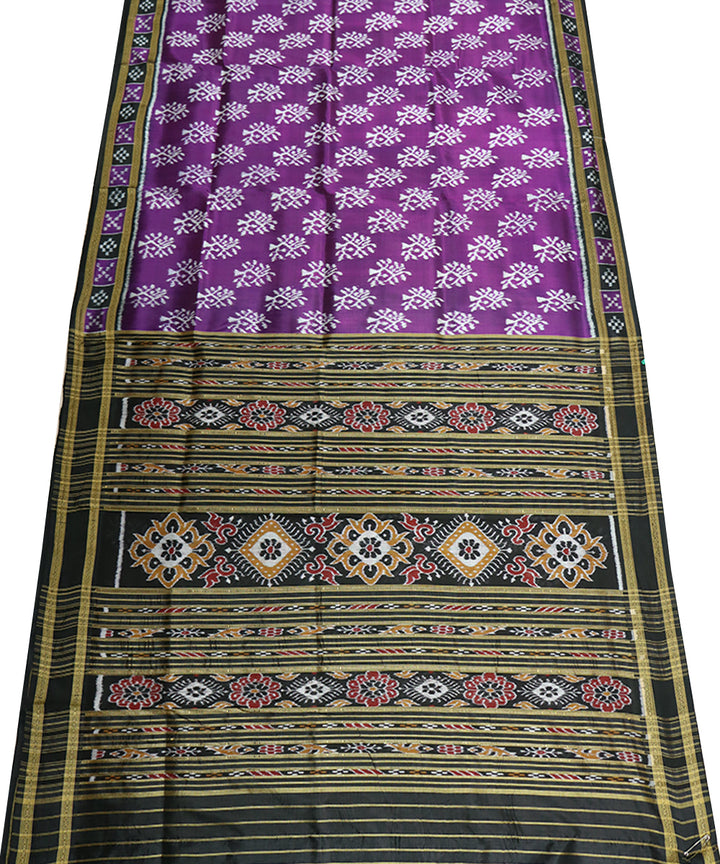 Purple black silk handwoven khandua saree