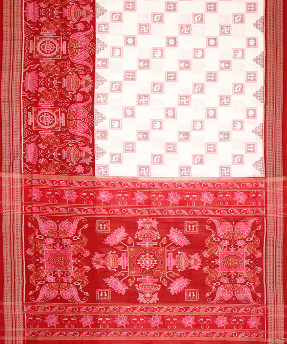 White red cotton handwoven sambalpuri saree