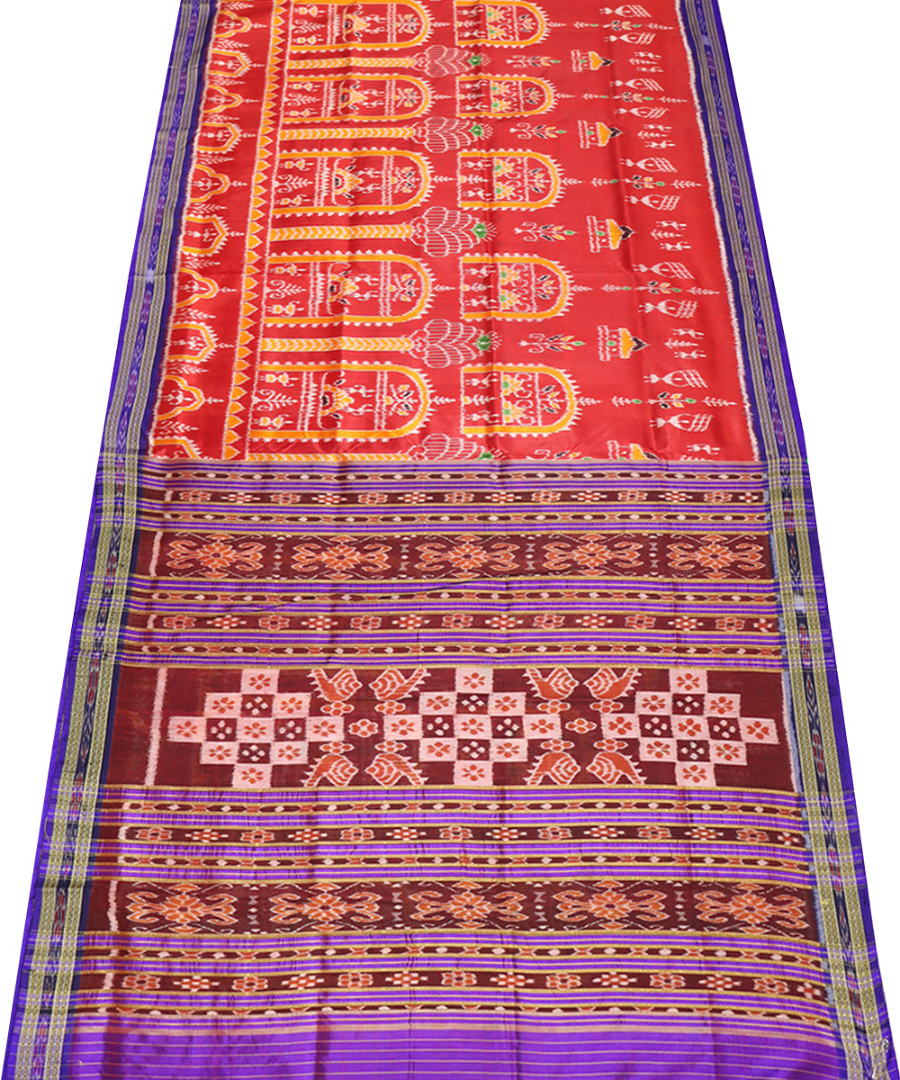Red yellow blue silk handwoven khandua saree