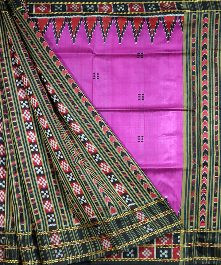 Violet black patli silk handwoven khandua saree