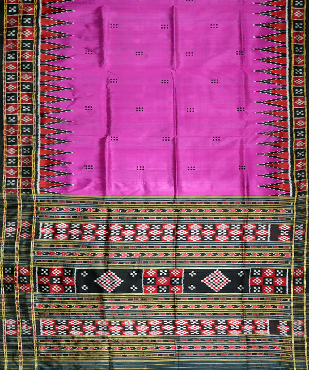 Violet black patli silk handwoven khandua saree