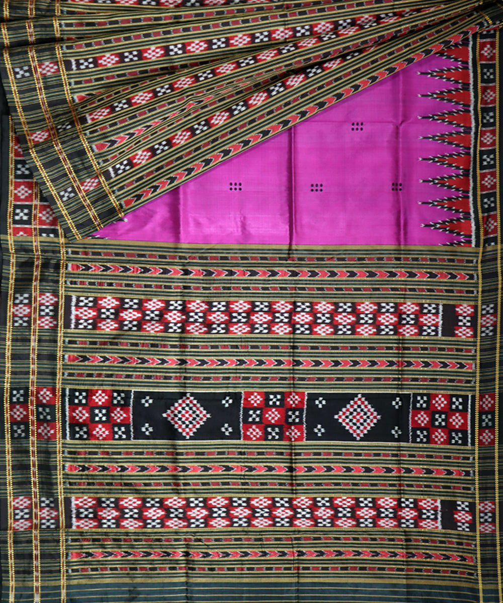 Violet black patli silk handwoven khandua saree