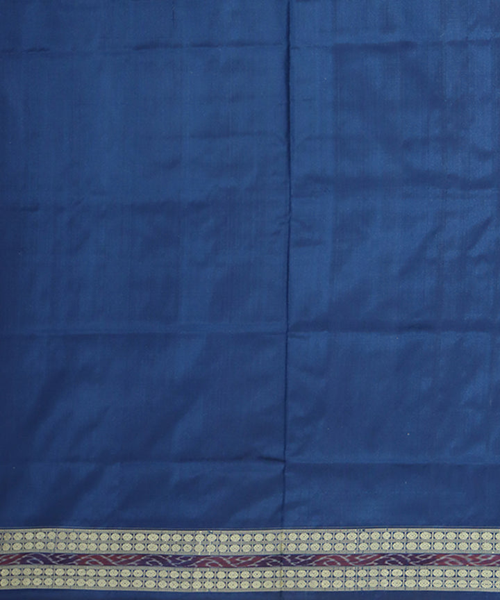 Offwhite dark cerulean silk handwoven sambalpuri saree