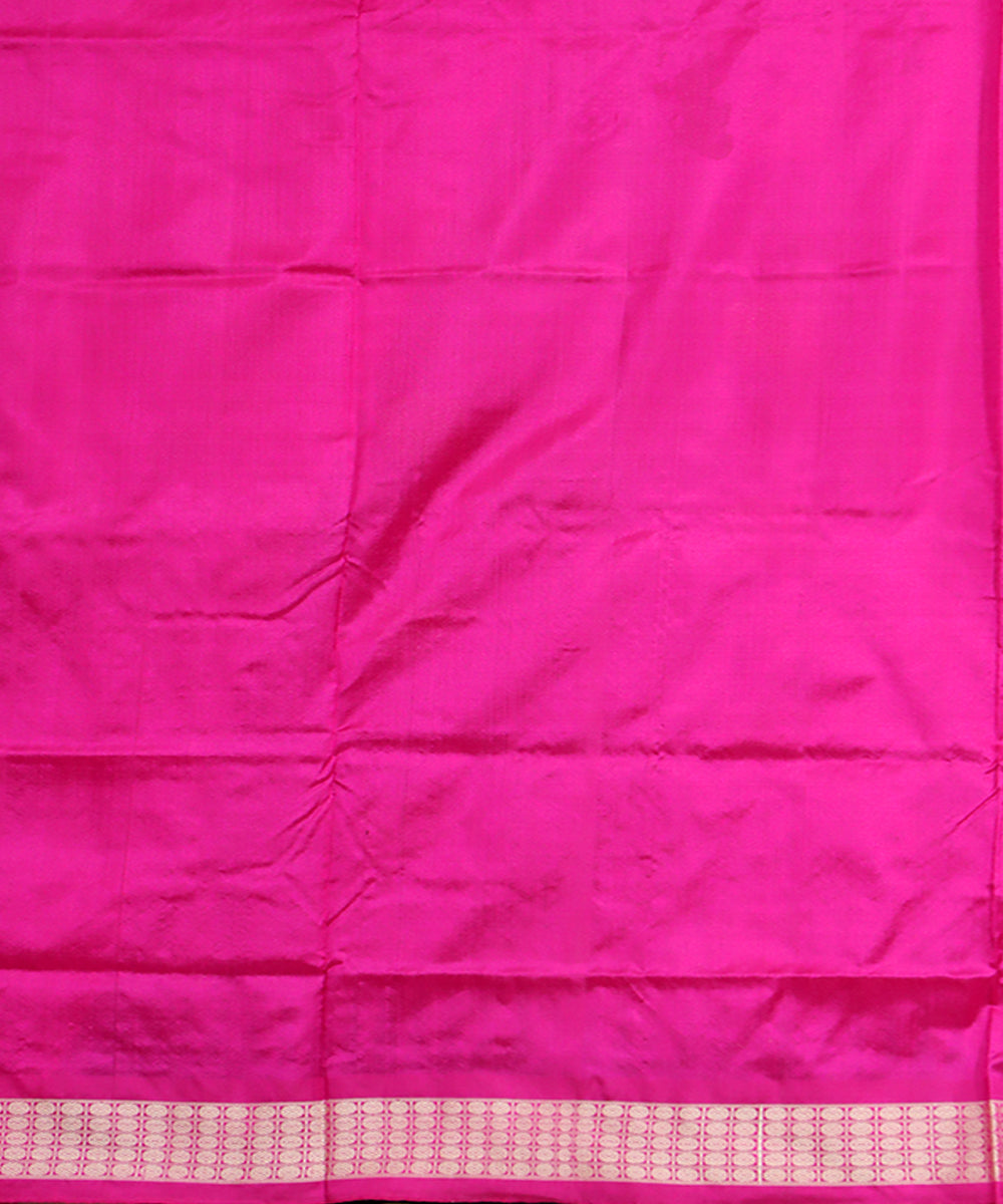 Black pink half and half silk handwoven bomkai saree