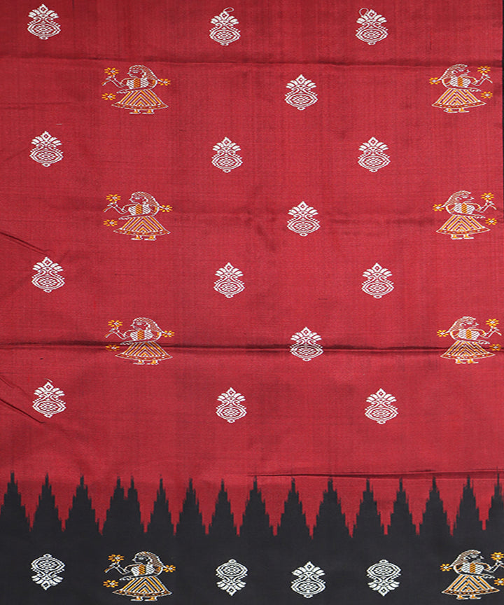 Maroon black silk handwoven bomkai saree