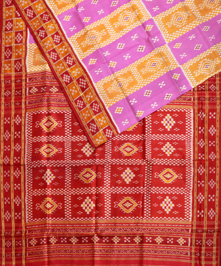 Multicolor maroon silk handwoven khandua saree