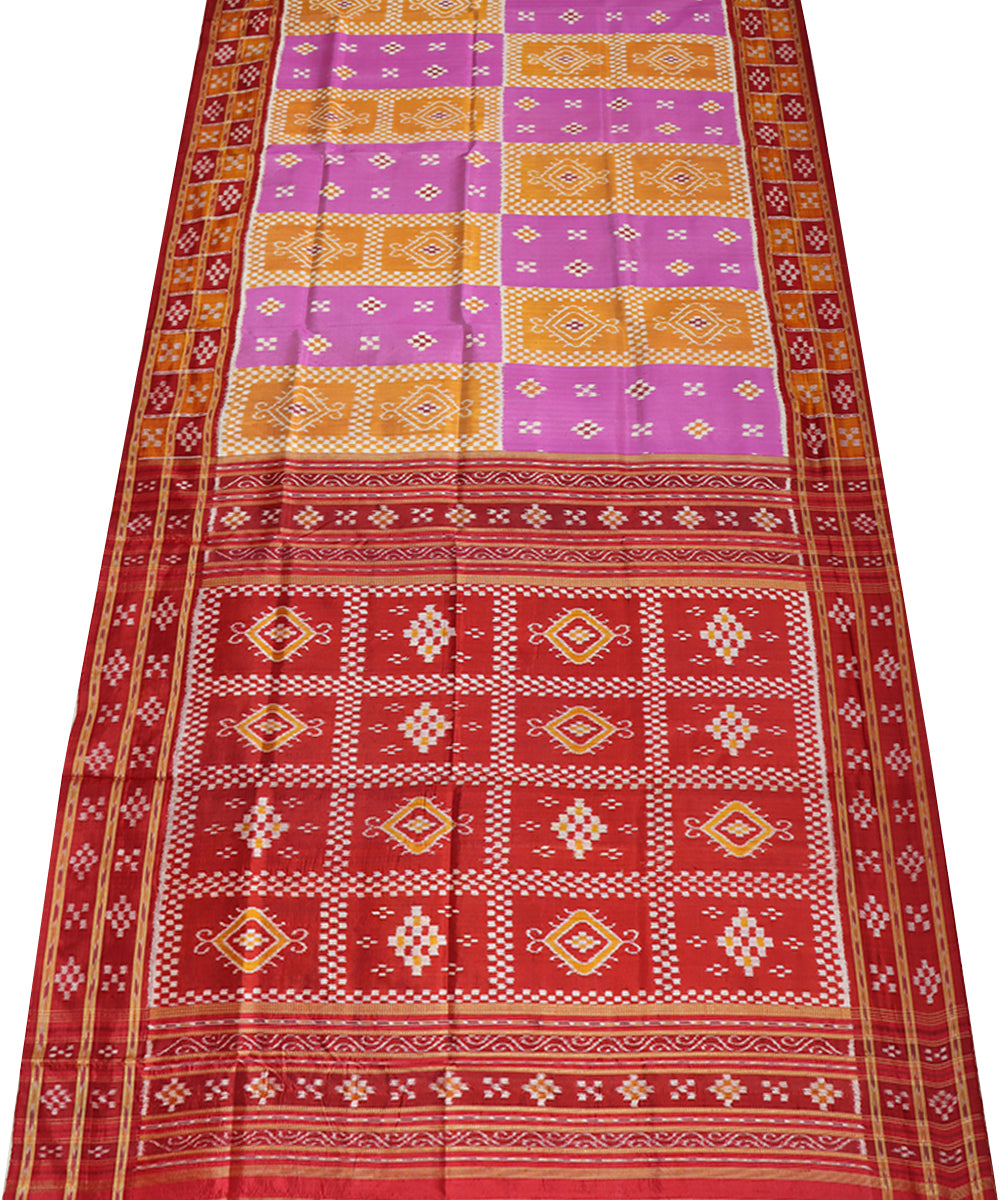 Multicolor maroon silk handwoven khandua saree