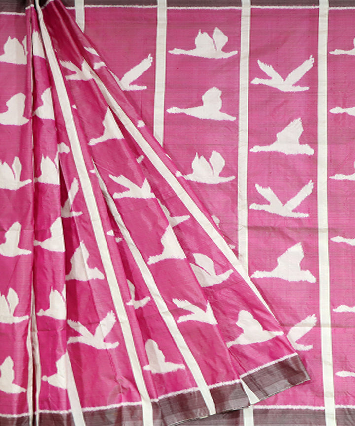 Pink french puce silk handwoven khandua saree