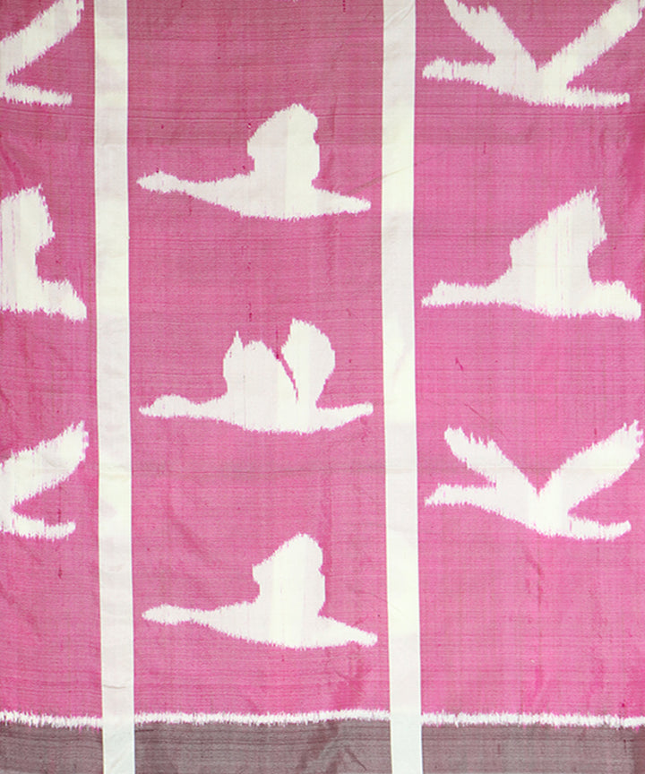 Pink french puce silk handwoven khandua saree