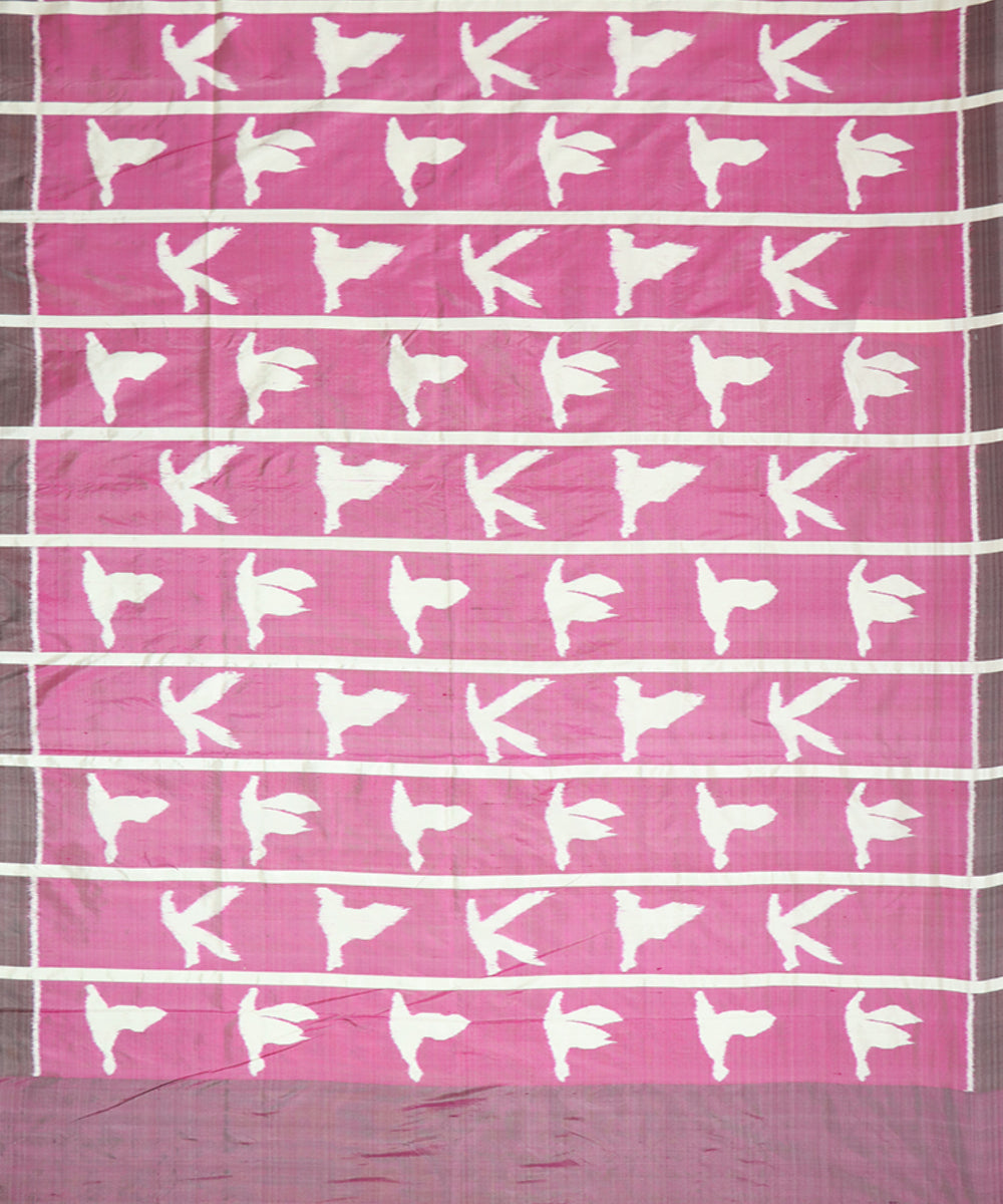 Pink french puce silk handwoven khandua saree