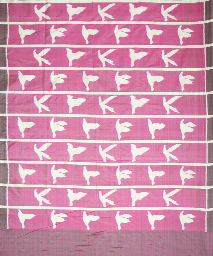 Pink french puce silk handwoven khandua saree