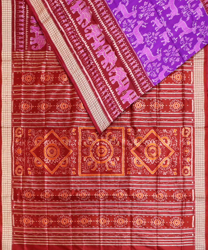 Violet maroon silk handwoven sambalpuri saree