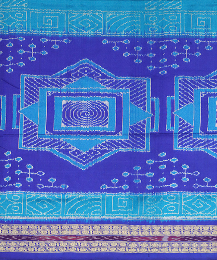 Brandeis blue blue silk handwoven sambalpuri saree