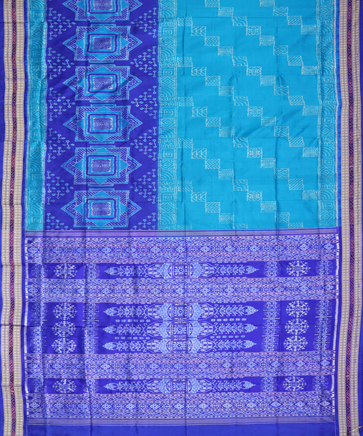 Brandeis blue blue silk handwoven sambalpuri saree