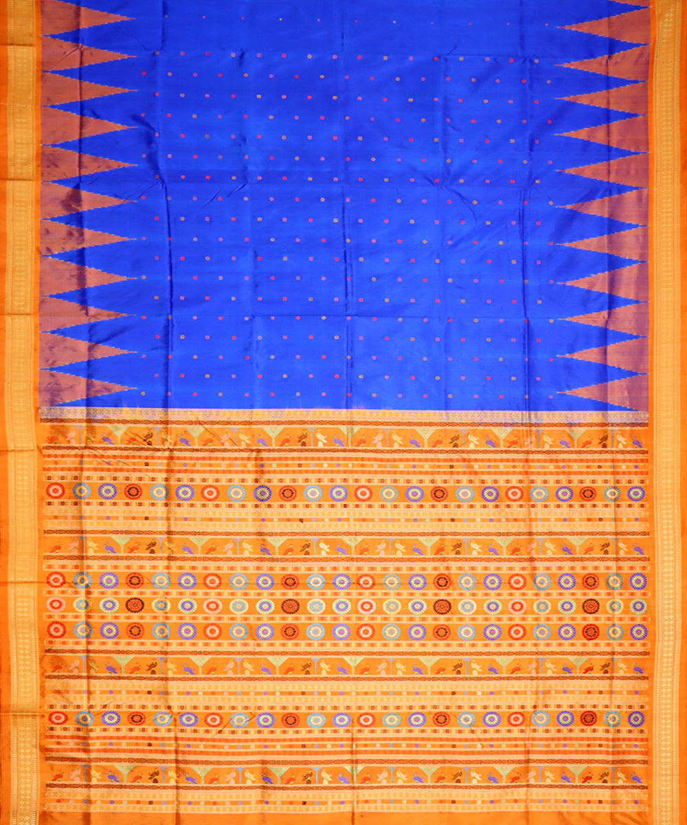 Cobalt blue bronze silk handwoven sambalpuri saree