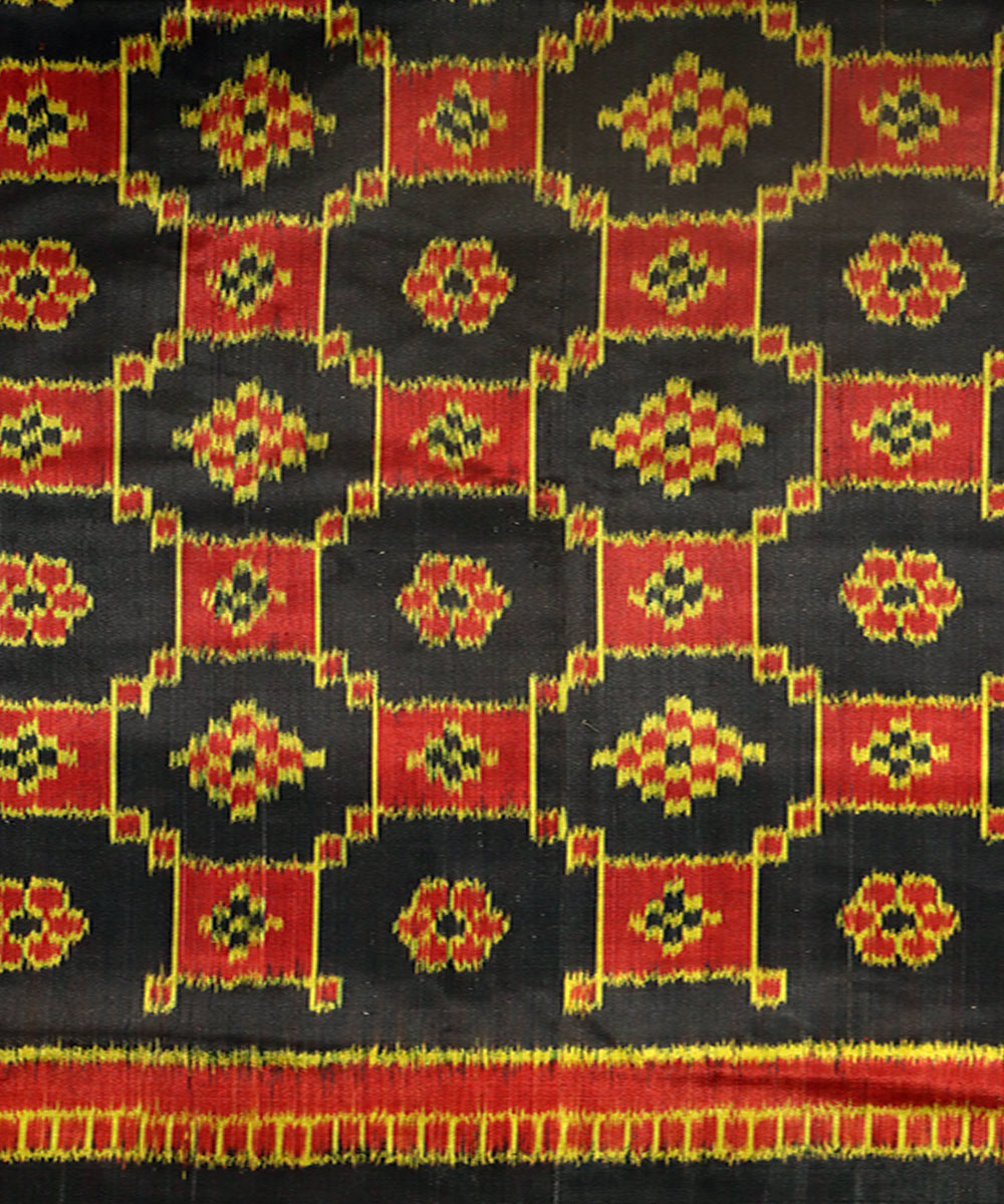 Black yellow silk handwoven khandua saree