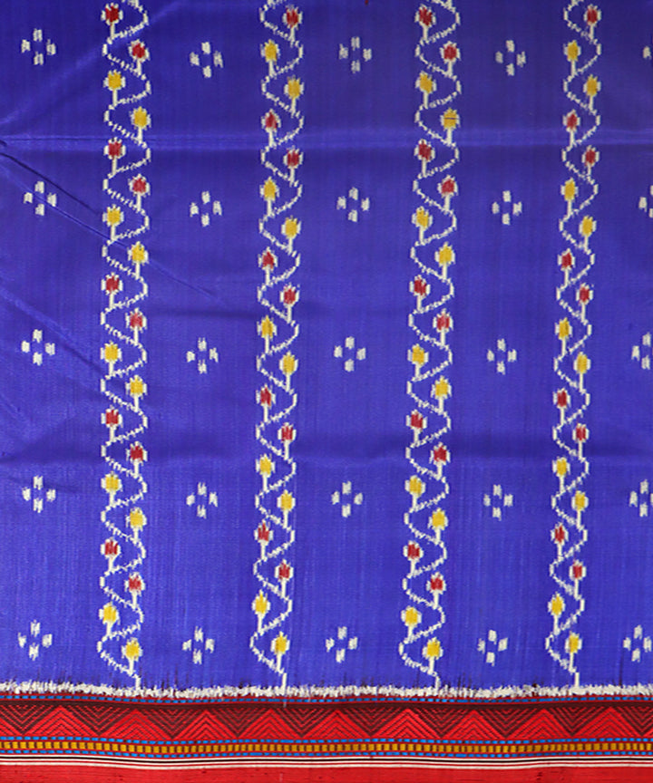 Blue red silk handwoven khandua saree