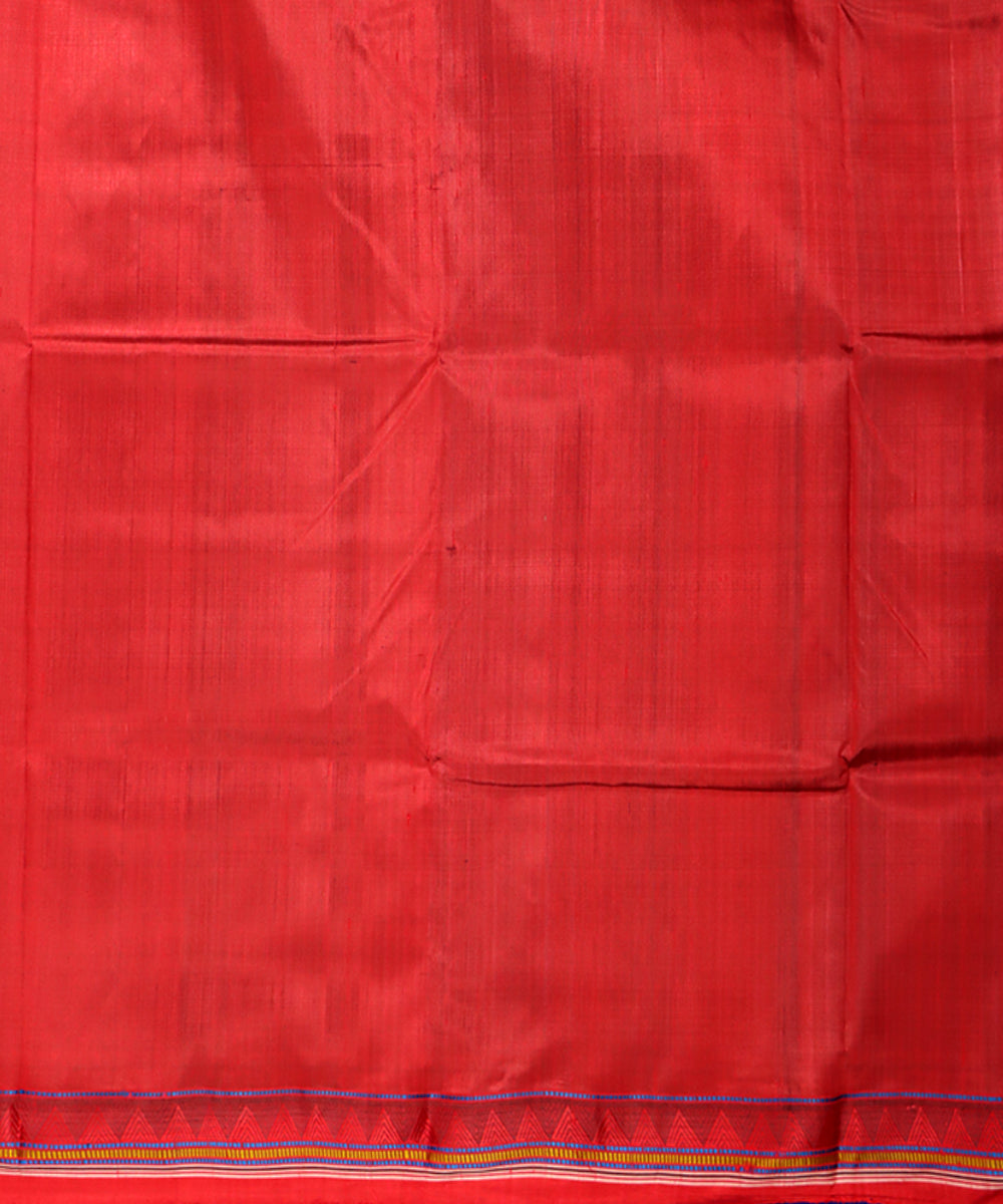 Blue red silk handwoven khandua saree