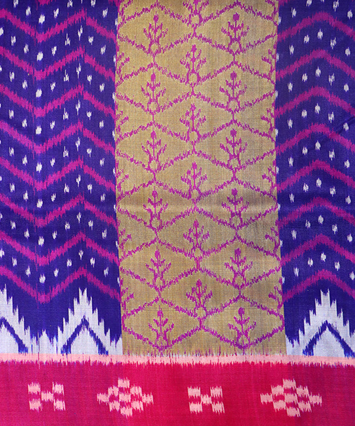 Egyptian blue pink silk handwoven khandua saree