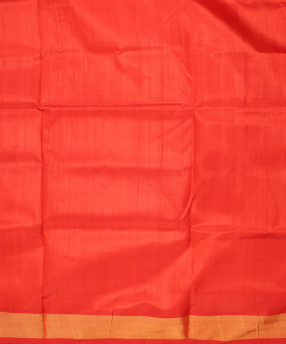 Dark salmon red silk handwoven khandua saree