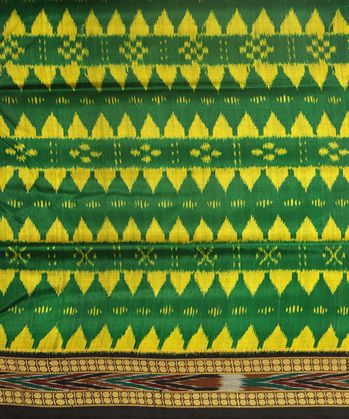 Dark green black silk handwoven khandua saree