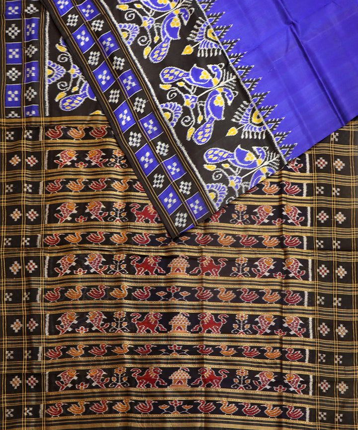 Indigo black silk handwoven khandua saree