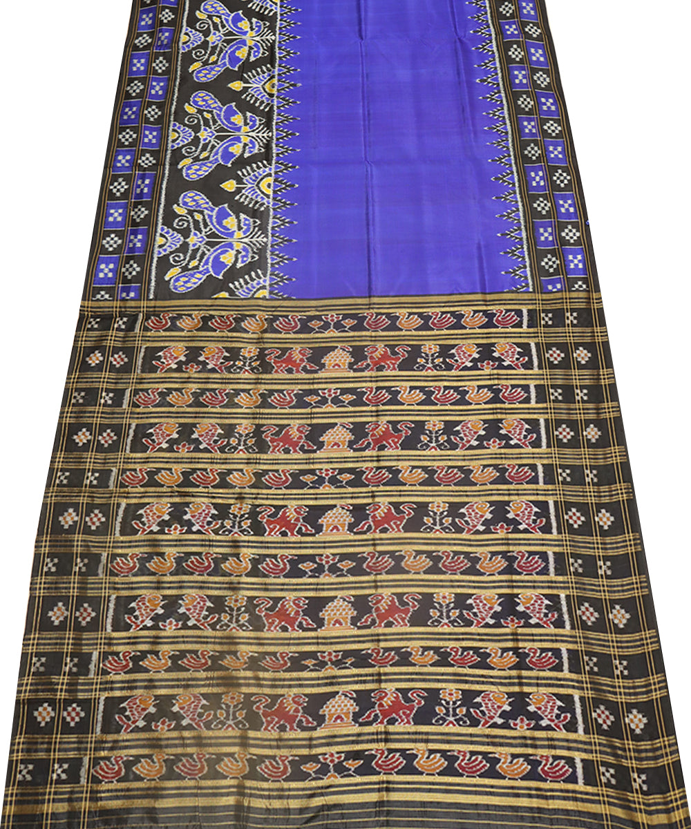 Indigo black silk handwoven khandua saree