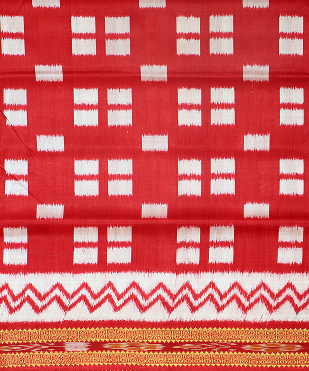 Red classic rose silk handwoven khandua saree