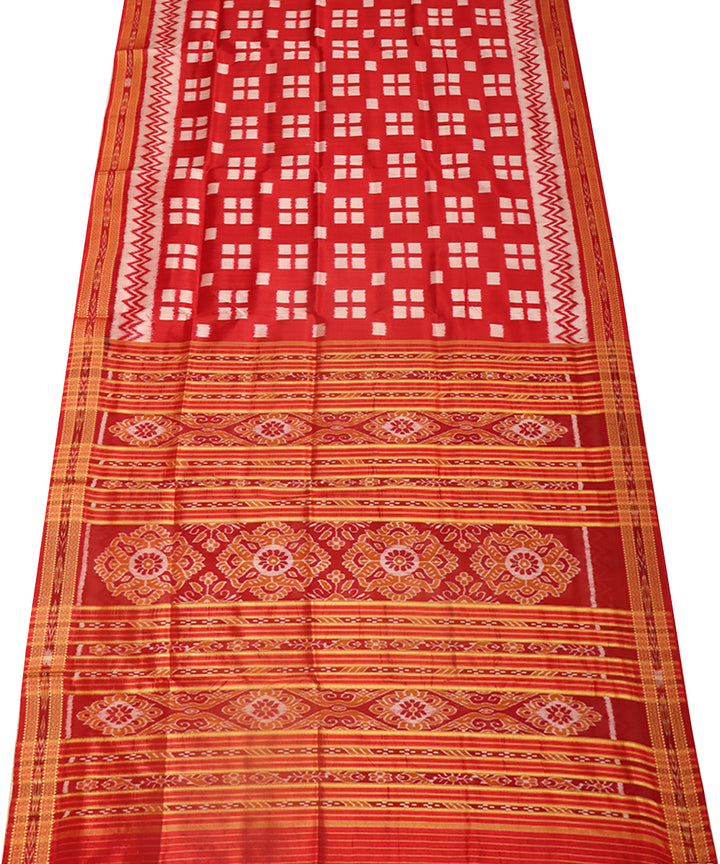 Red classic rose silk handwoven khandua saree
