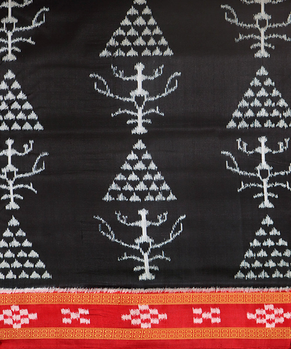 Black red silk handwoven khandua saree