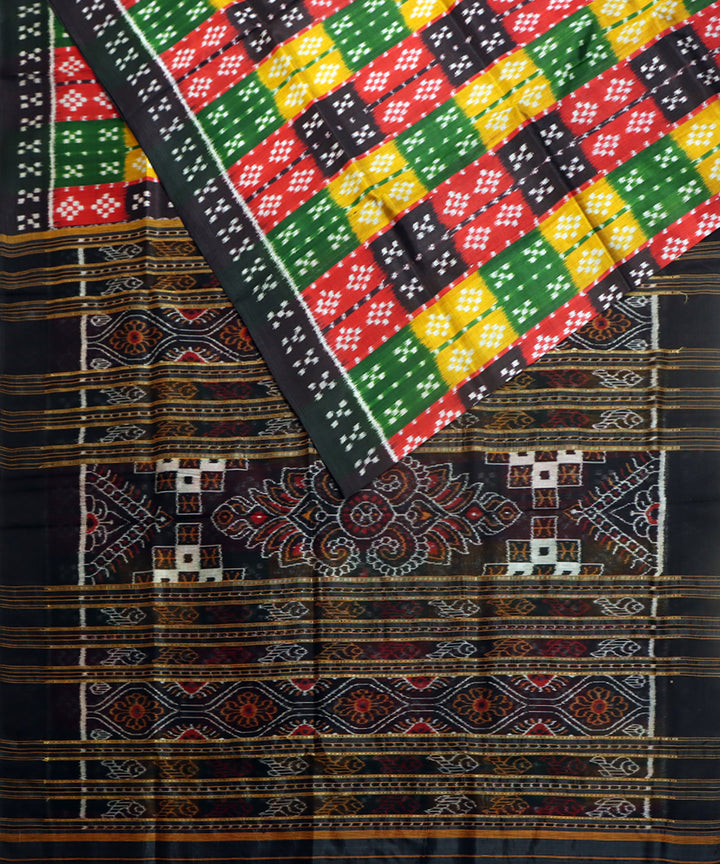 Multicolor black silk handwoven khandua saree