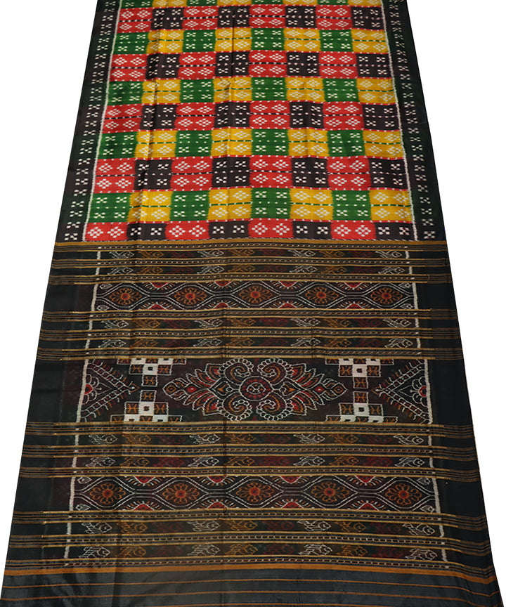 Multicolor black silk handwoven khandua saree