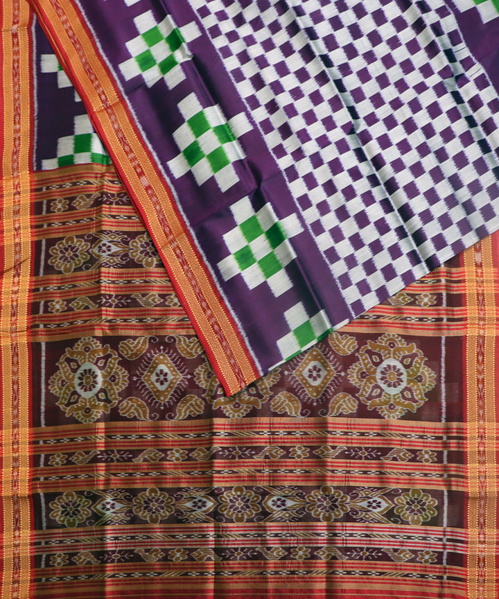 Violet red silk handwoven khandua saree