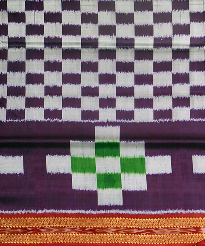 Violet red silk handwoven khandua saree