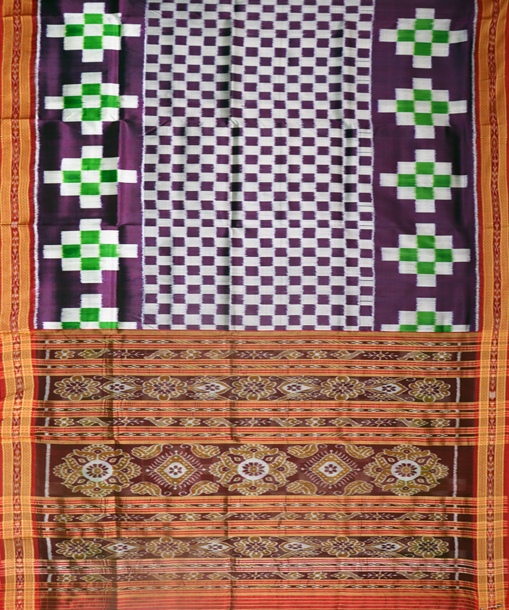 Violet red silk handwoven khandua saree