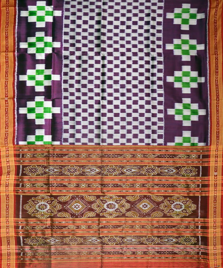 Violet red silk handwoven khandua saree