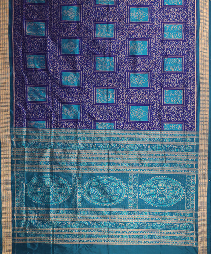 Blue cyan blue silk handwoven sambalpuri saree