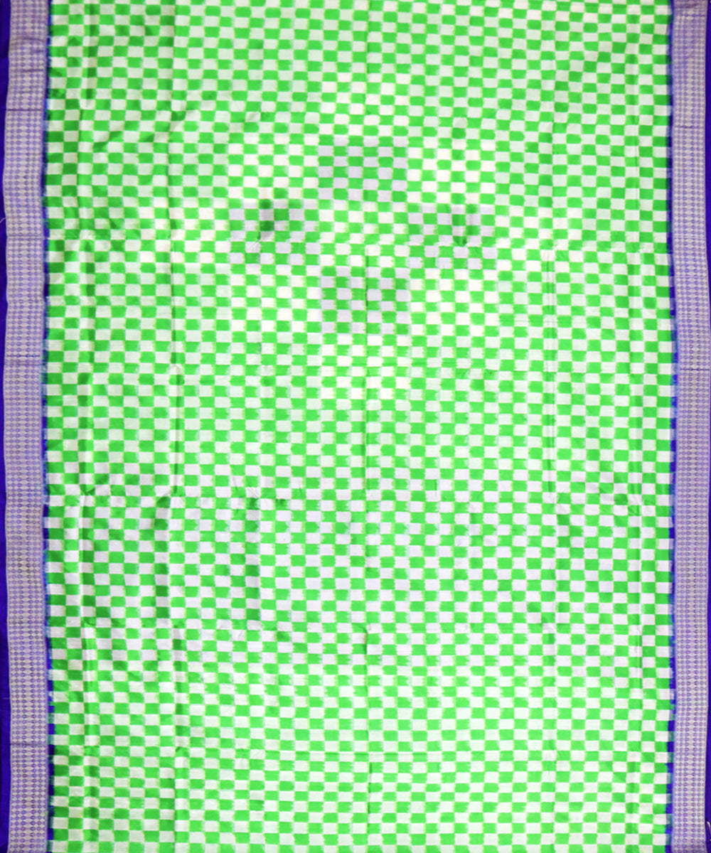 Lime green blue silk handwoven sambalpuri saree