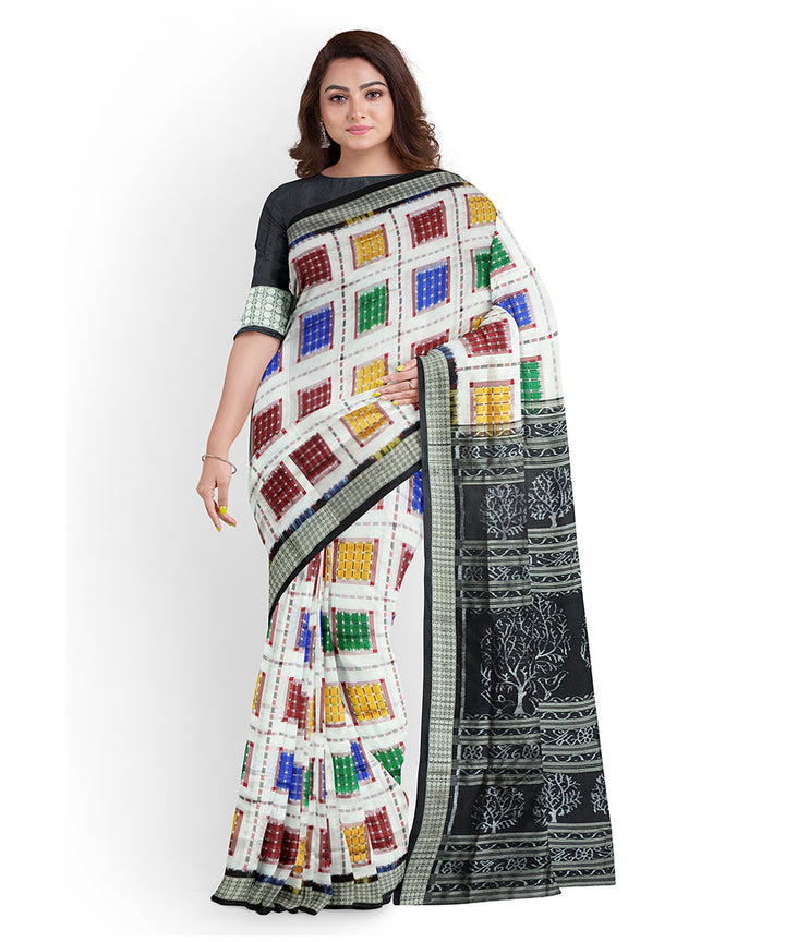 Multicolor black ashwini silk handwoven sambalpuri saree