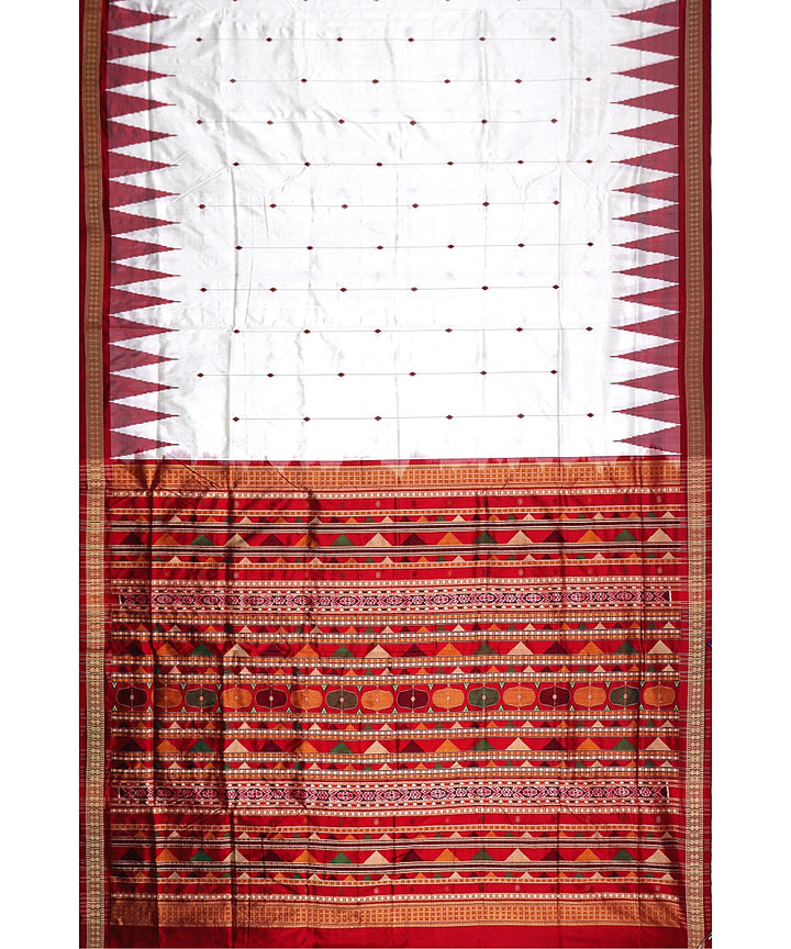 White marooon silk handwoven bomkai saree