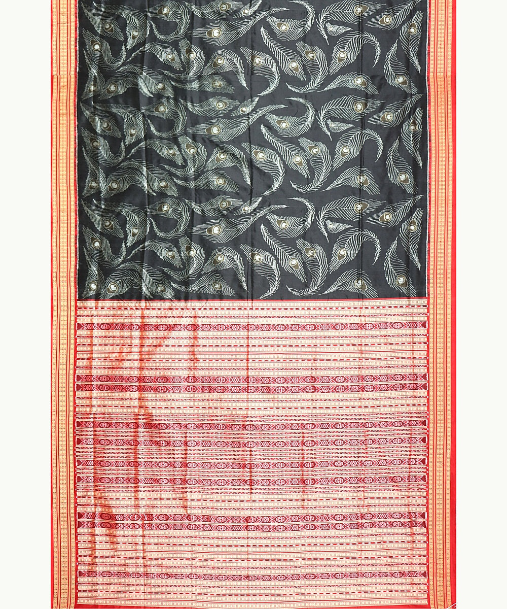 Black red handwoven sambalpuri silk saree