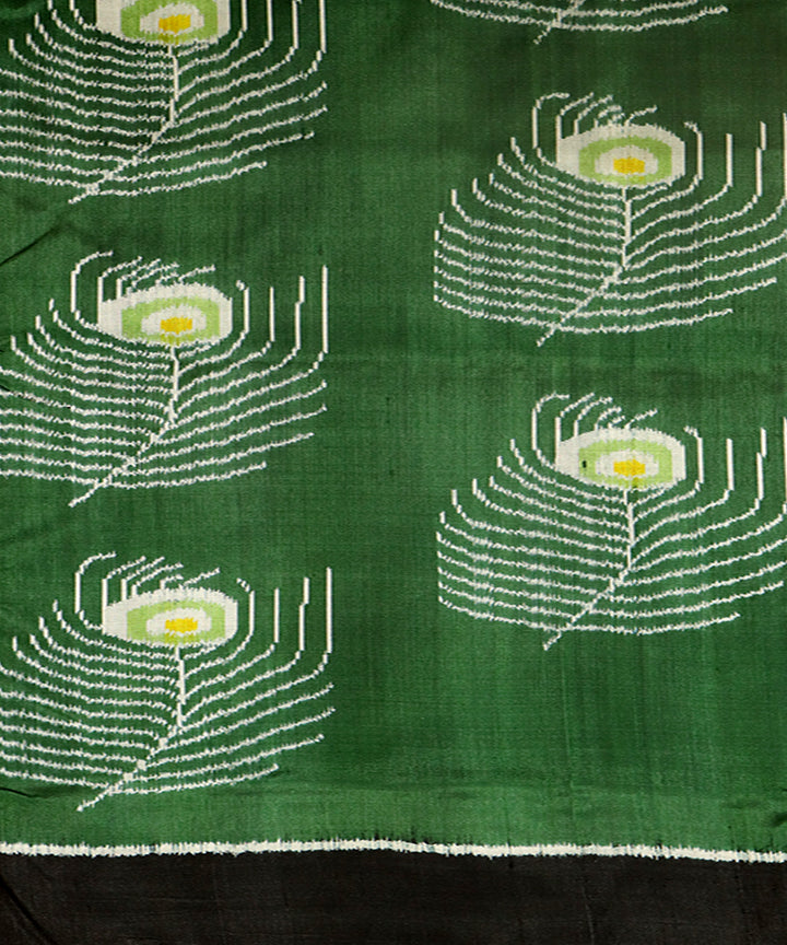 Dark green black silk handwoven khandua saree