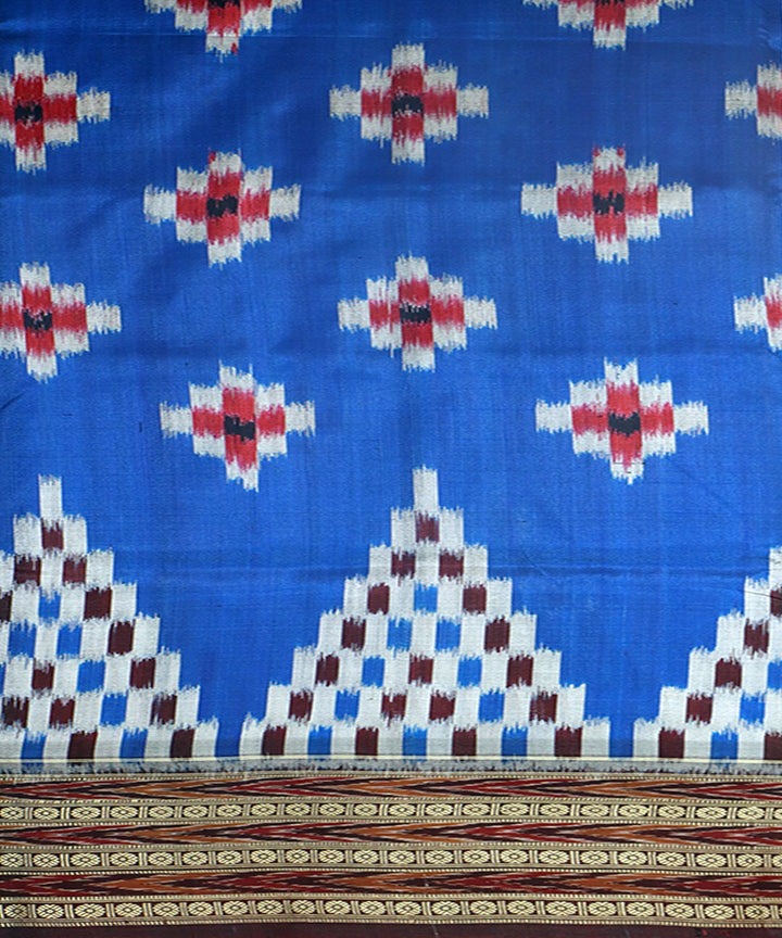 Cobalt blue dark sienna silk handwoven khandua saree