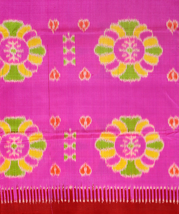 Deep fuchsia maroon silk handwoven khandua saree