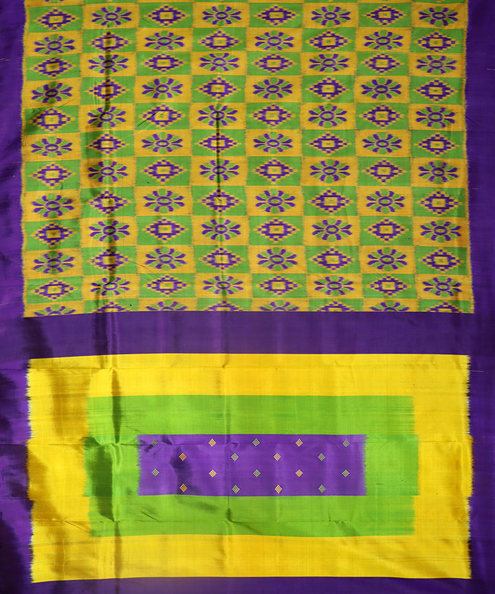 Multicolor violet silk handwoven khandua saree
