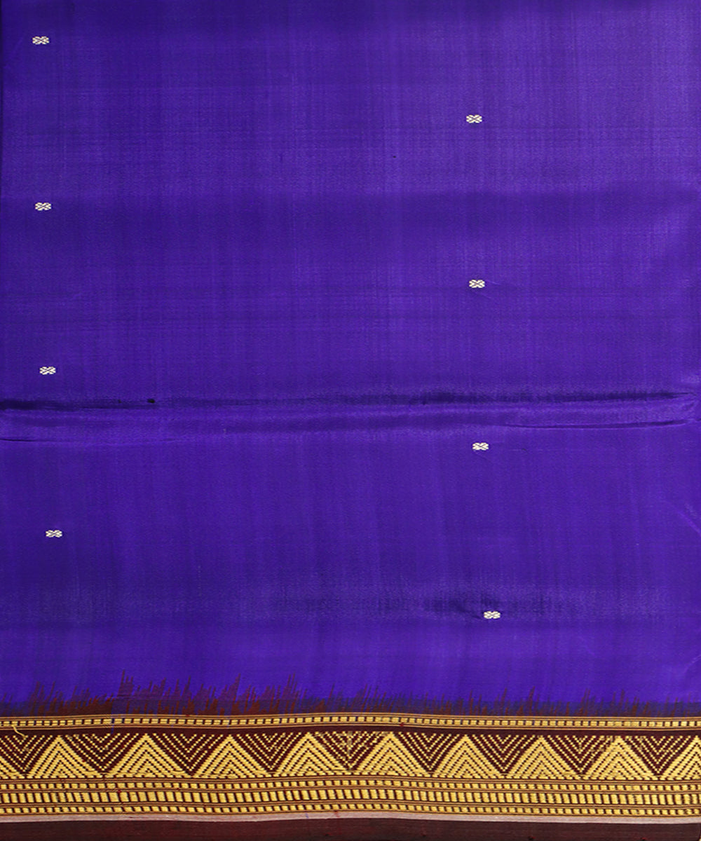 Ink blue french puce silk handwoven khandua saree